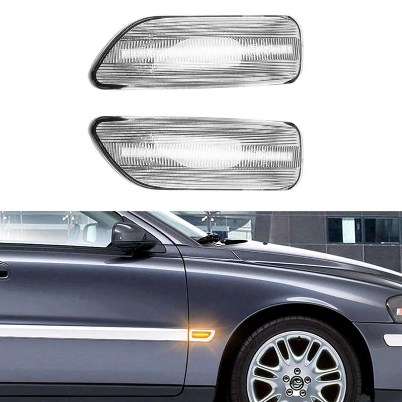 LED Side Marker Light Lamp, Dynamic Side Blinker Turn Signal Light for Volvo XC90 S80 XC70 V70 S60