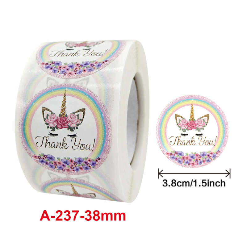 50pcs/roll 1.5inch Round "Unicorn" Kraft Paper Stickers Adhesive Labels Ref 09