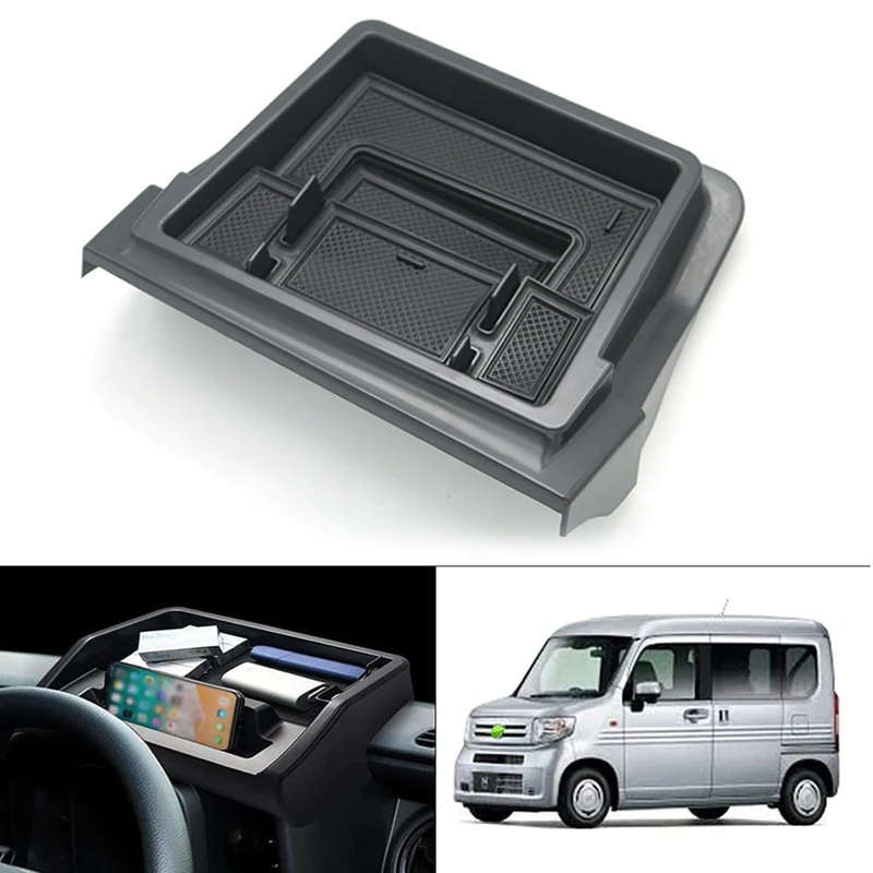 Car Dashboard Storage Tray Small Compartments Storage Box With Rubber Mat For Honda N-VAN JJ1 JJ2