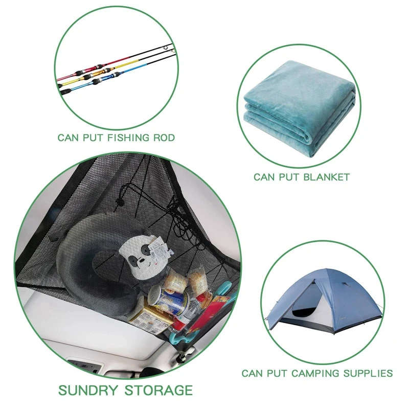 88X66CM Car Roof Inner Cargo Zipper Net Roof Luggage Net Trunk Storage Bag Suitable for Car SUV