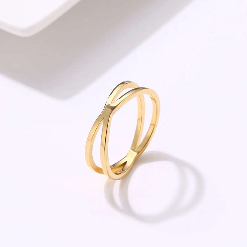 GENUINE Vintage Cross Stainless Steel Ring Gold Colour Size 8 - DO NOT FADE