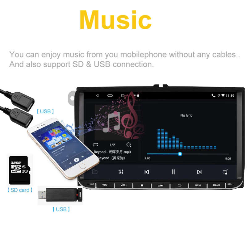 2din Android For Volkswagen Golf Polo rapid octavia Radio Tiguan Passat b7 Car Multimedia Player