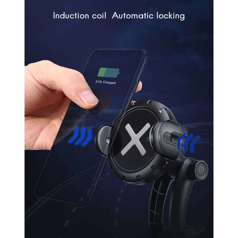 15W Qi Car Wireless Charger Dual Mode Intelligent Infrared Fast Wireless Charging Car Mount