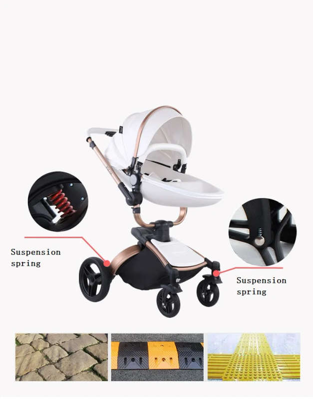 PU Leather 3 in 1 Baby Stroller High Landscape Portable Luxury Carriage Aulon Pram on 2020