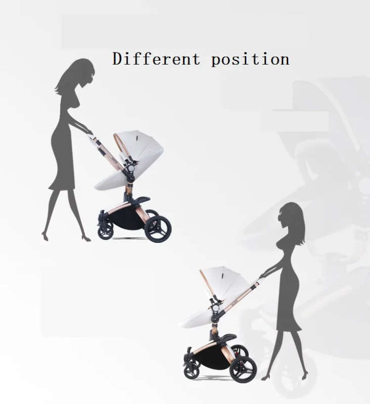PU Leather 3 in 1 Baby Stroller High Landscape Portable Luxury Carriage Aulon Pram on 2020