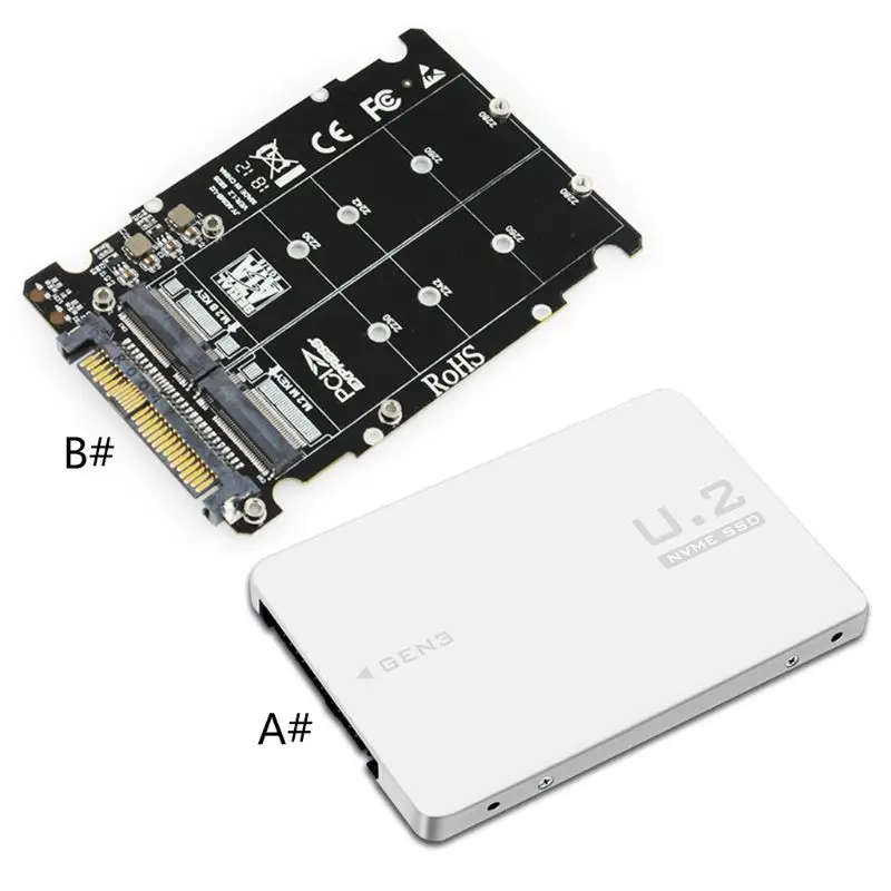M.2 SSD to U.2 Adapter 2in1 M.2 NVMe and SATA-Bus NGFF SSD to PCI-e U.2 SFF-8639 Adapter P