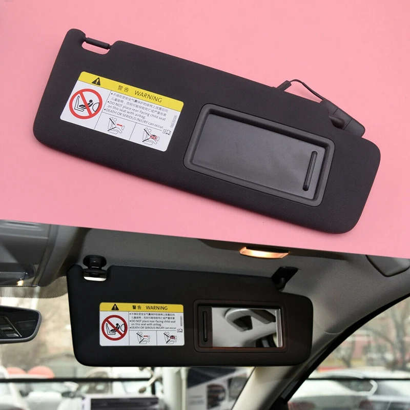 Right Side Car Interior Sun Visor Shade with Makeup Mirror Black for Golf MK7 2014-2017