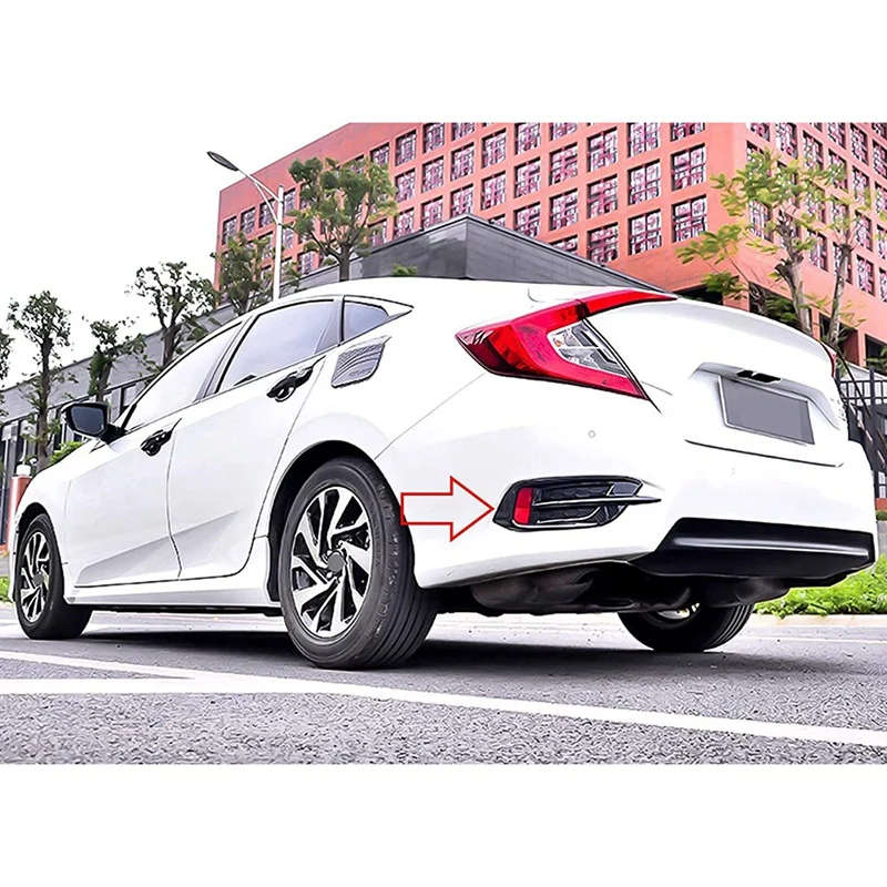 Rear Reflector Fog Light Overlay Bezel Cover Molding Trim for Honda Civic 10Th 2016-2019