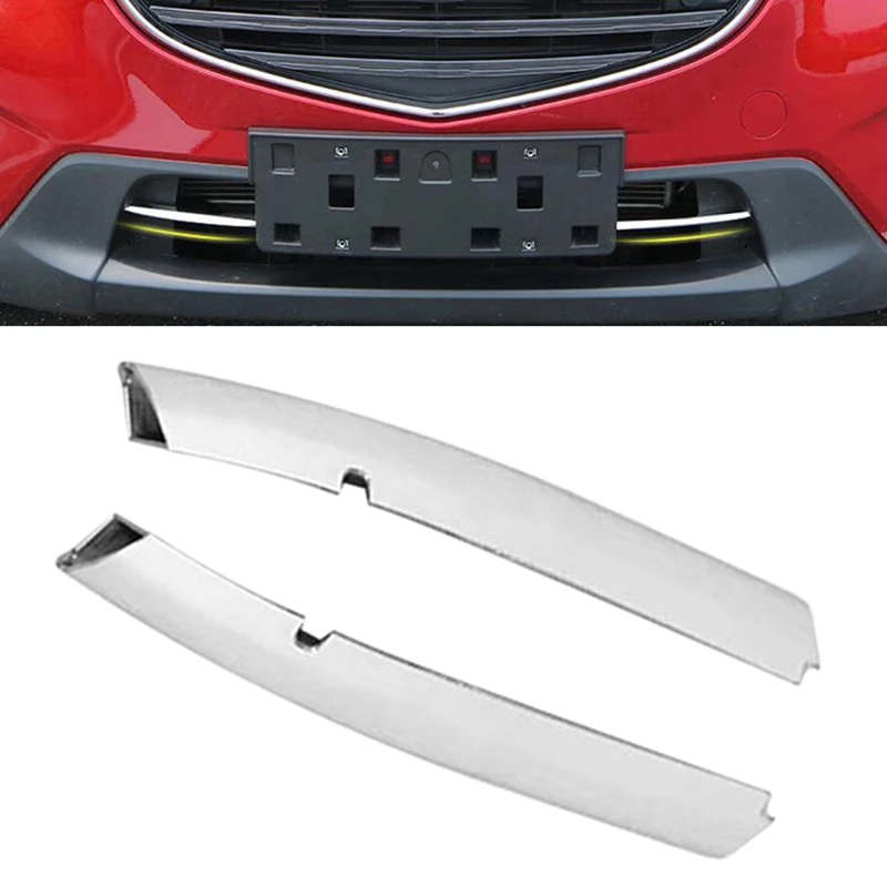 2PCS Car Grille Trim Front Bumper Lower Radiator Cover Strips for Mazda CX-5 2017-2020