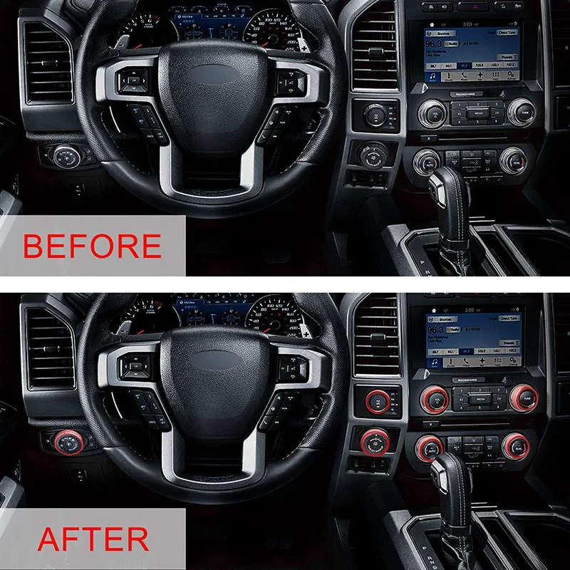 Car Air Conditioner Volume Knob Ring 4WD Trailer Headlight Switch Button Cover for Ford F150 XLT
