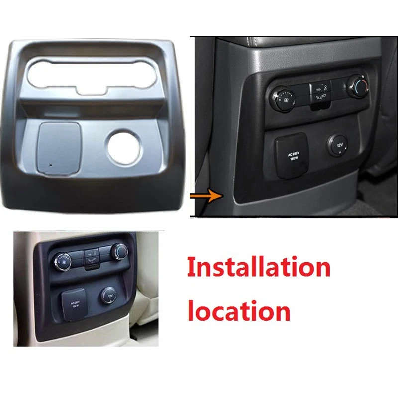 For Ford Ranger Everest Endeavor 2015+ Rear Armrest Air Outlet Vent Cover Trim Frame Anti Kick