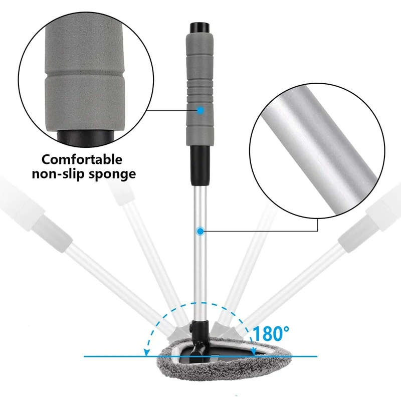 5 in 1 Windshield Cleaning Tool Microfiber Car Interior Window Cleaner with Extendable Handle