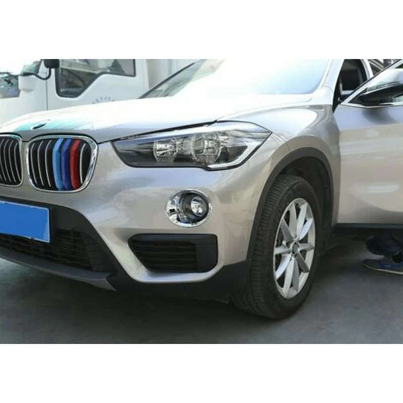 2Pcs Chrome Silver Car Front Fog Light Lamp Cover Trim For-BMW X1 F48 2016-2019