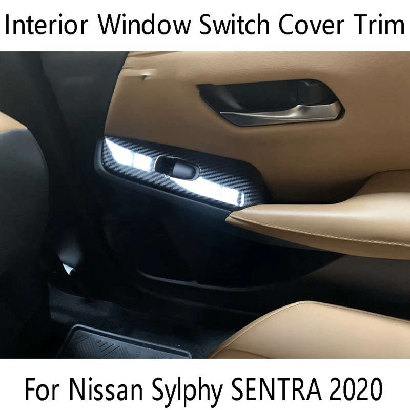 Car Accessories Interior Window Switch Cover Trim 4Pcs for Nissan Sylphy SENTRA 2020-2021