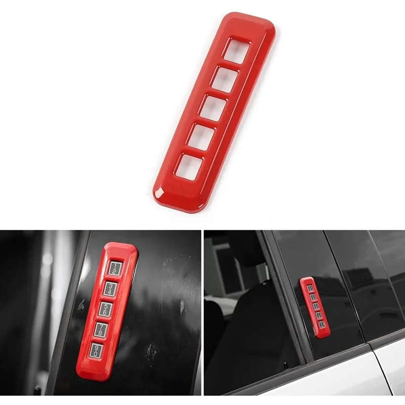 Car Door Password Code Lock Switch Button Frame Cover Trim for Ford F150 2015-2020, Red