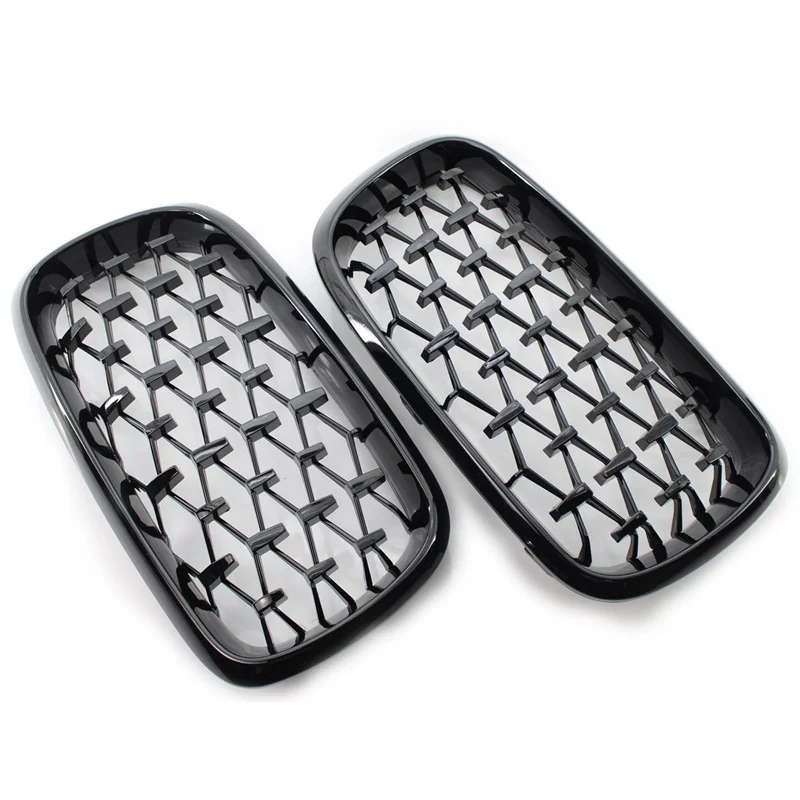 Diamond Style ABS Front Racing Grille For-BMW X5 X6 F15 F16 F85 F86 Gloss Black
