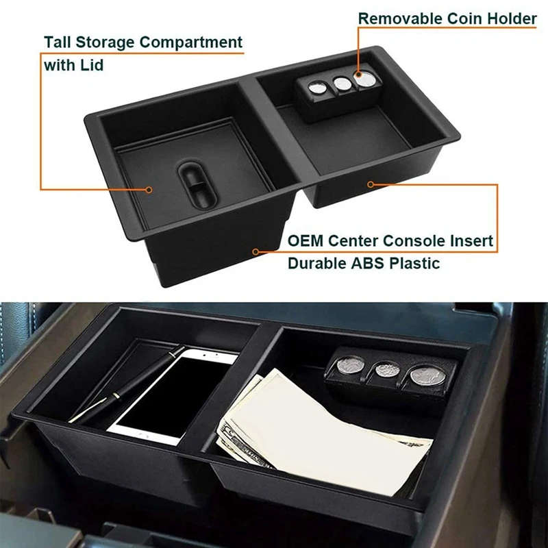 Car Center Console Insert Organizer Tray Armrest Box for Silverado/Sierra/Tahoe/Suburban/Yukon/GMC