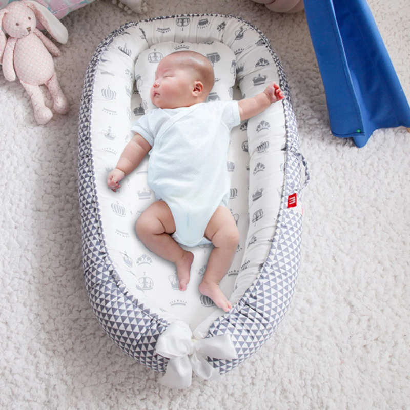 Baby Nest Bed Portable Crib Travel Bed Infant Toddler Washable Cotton Cradle for Newborn Baby Sleep