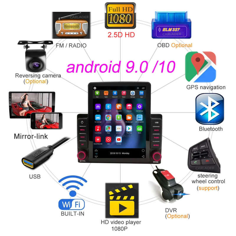 2Din Android Car Radio 9.5 ` Inch Multimedia For VW Nissan Hyundai Kia Toyota LADA