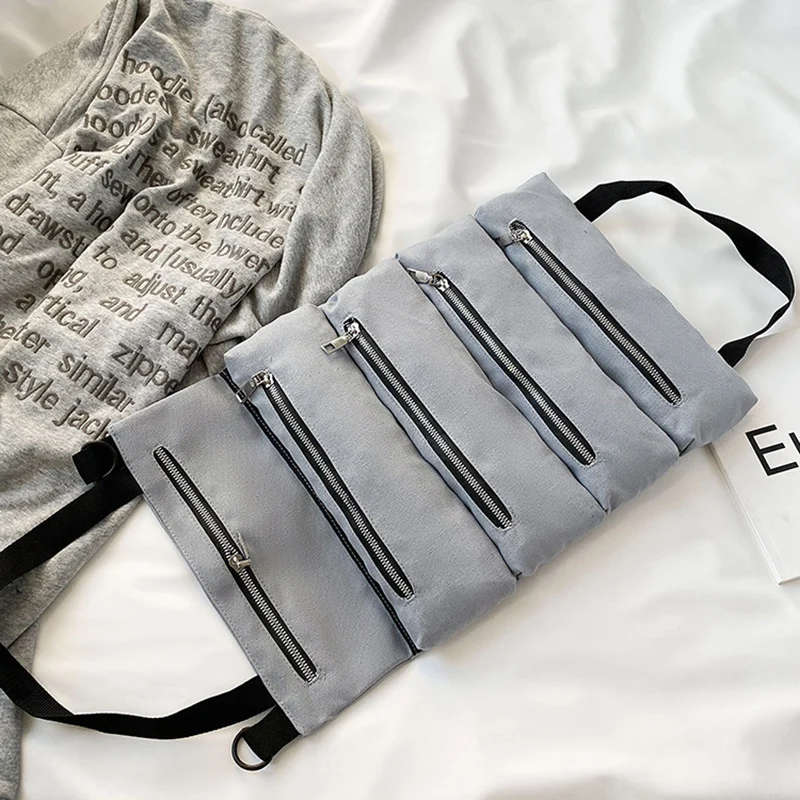 Car Tool Roll Up Bags Canvas Storage Pouch Tools Tote Sling Holder Back Seat Organizer Grey