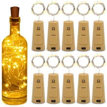 LED Bottle String Lights Cork Shaped  Warm White