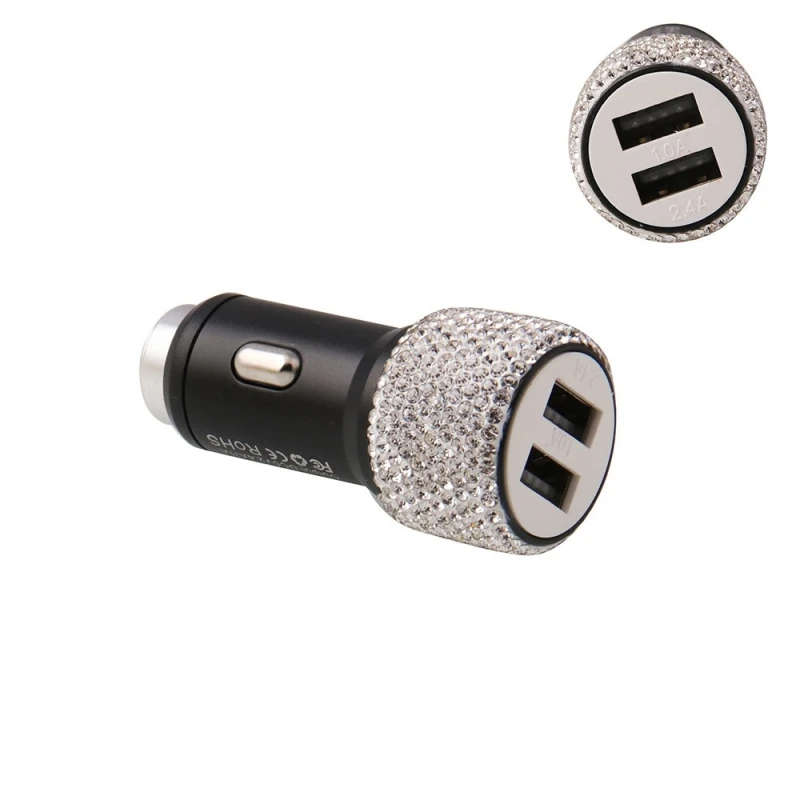 3 in 1 Car Phone Holder Bracket + Charging Cable + Charger with Safety Hammer Diamond Auto Bracket
