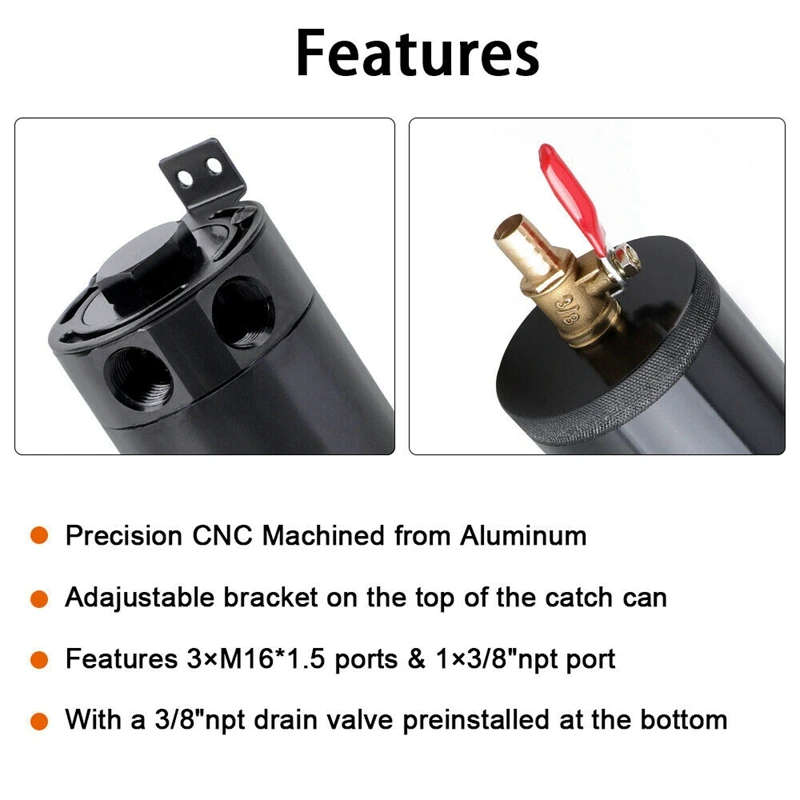 Car Universal Exhaust Gas Engine Oil Pot Two-Hole Oil Storage Tank Kit