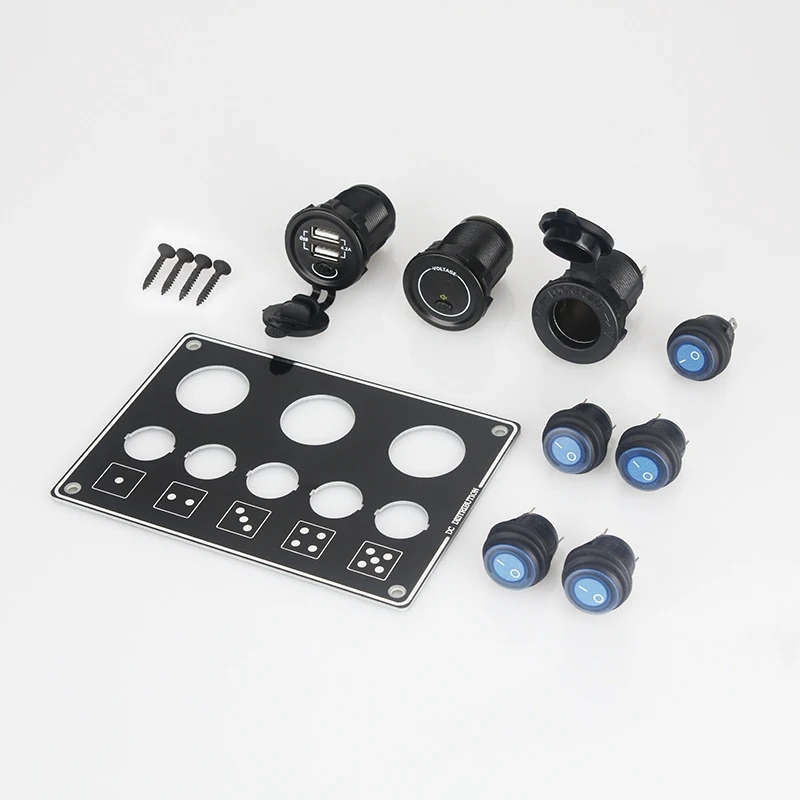 5-Position Switch Dual USB With Voltage Power Base for Car Yacht RV Switch Panel Combination