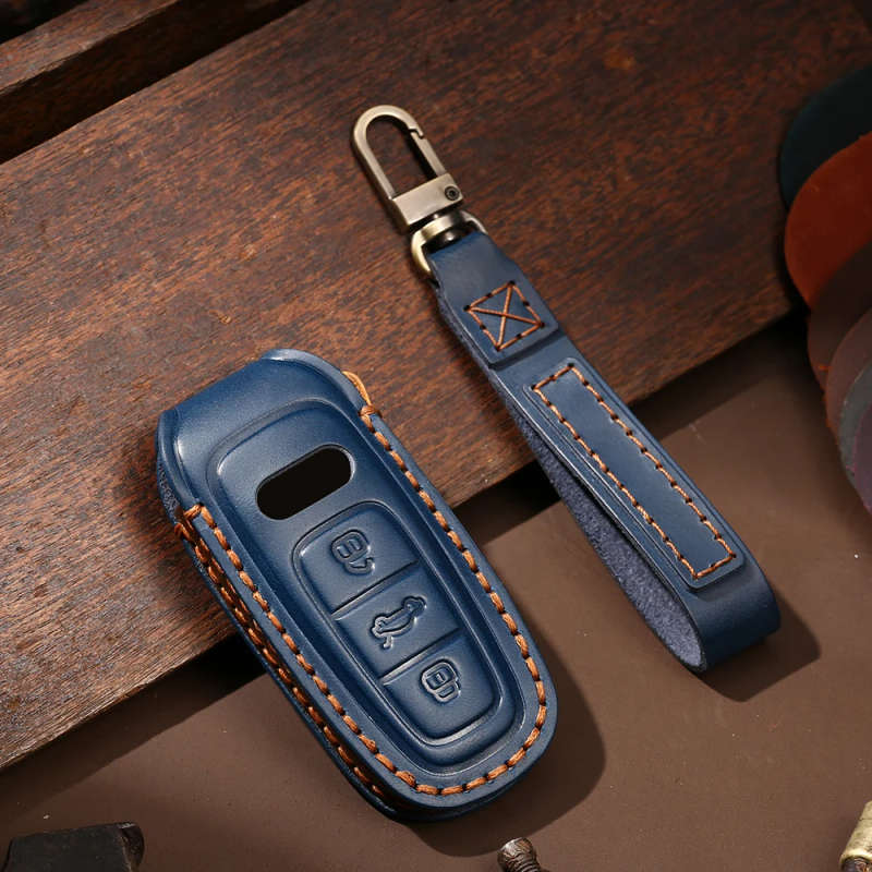 For Audi A6 A7 Q7 A8 Q8 E-tron C8 D5 A8L A6L 2017 Up 2018-20 Leather Car Key Cover Protection