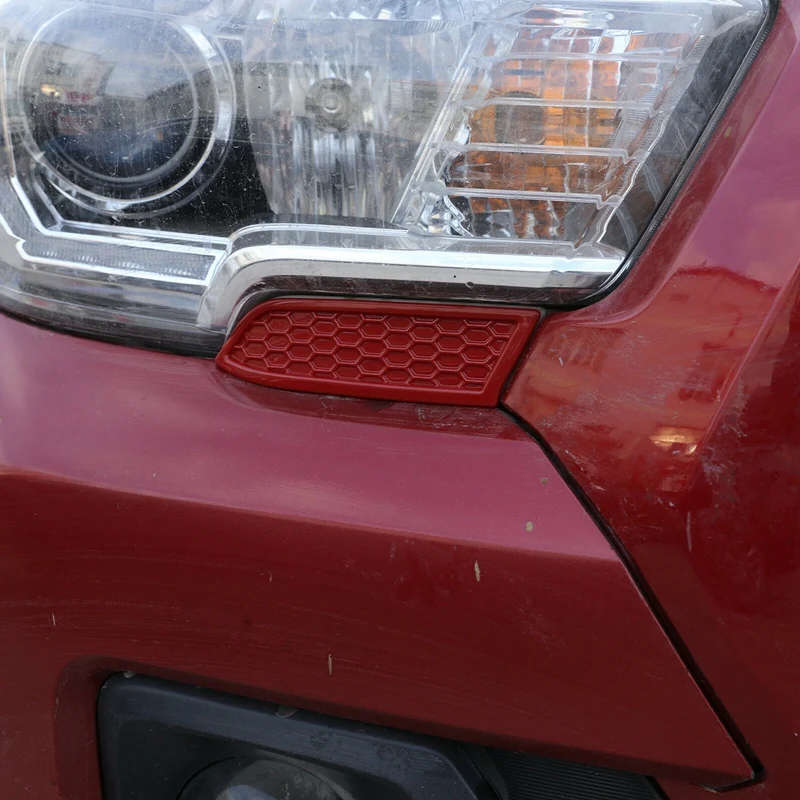 For Toyota Tacoma 2016-2020 Front Bumper Headlight Honeycomb Cover Trim Panels, Red