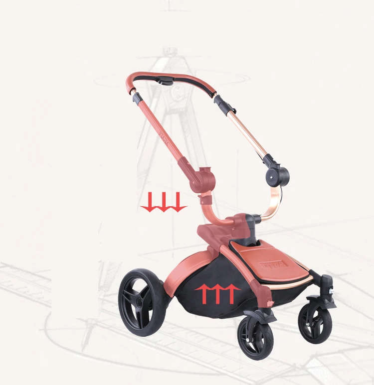 PU Leather 3 in 1 Baby Stroller High Landscape Portable Luxury Carriage Aulon Pram on 2020