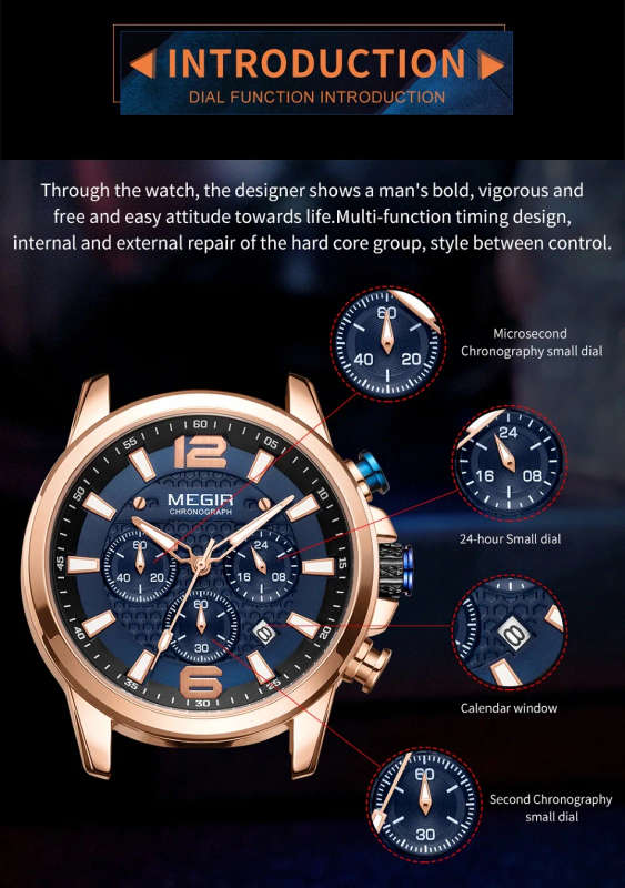 MEGIR Luxury Men's Watch Top Brand Sport Quartz Men Watches Chronograph  Waterproof Man Leather Date Wristwatch Relogio Masculino|Quartz Watches| -  AliExpress