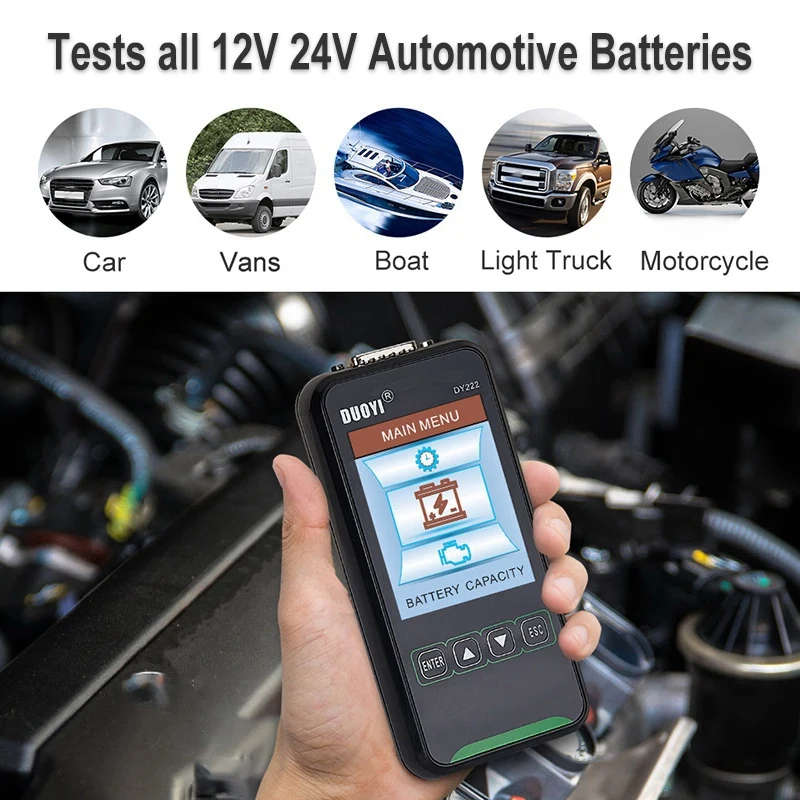DUOYI DY222 Car Battery Tester 12V 24V Digital Automotive Battery Tester
