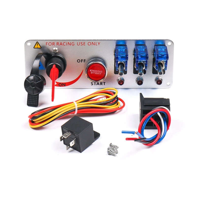12V Racing Car Ignition Engine Start On/Off Push Toggle Switch Panel 5 in 1 Toggle Switches