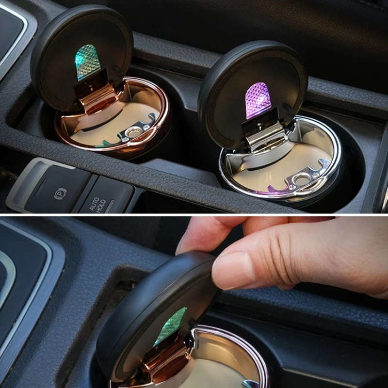 Mini Car Ashtray with LED Breathing Light and Cover