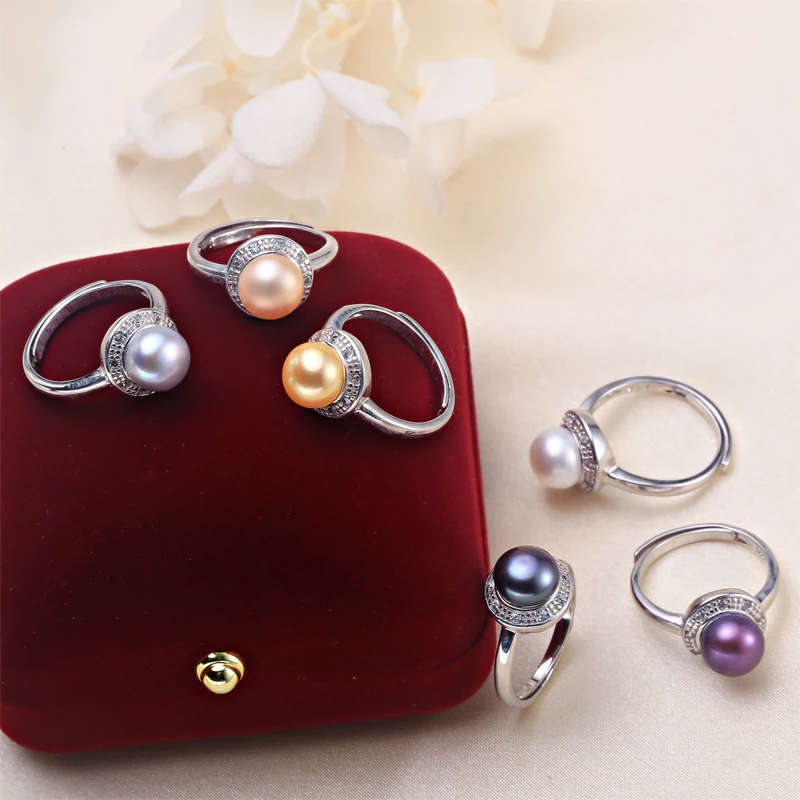 Genuine Natural Black Freshwater Pearl 925 Sterling Silver Genuine Ring - Adjustable