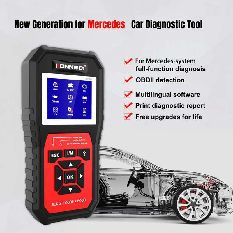 KONNWEI KW460 Car Scanner Car Tester for Benz OBD II +EOBD Scanner ELM327