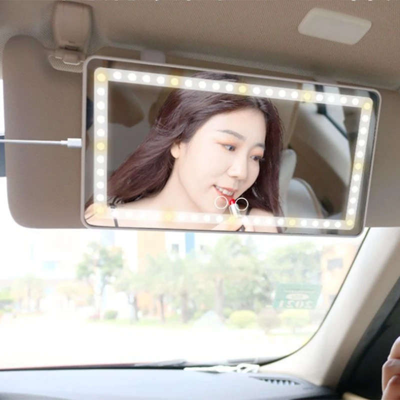 Car Sun Visor Mirror with LED Lights Automobile Makeup Mirror with Lights Cosmetic Mirror Clip
