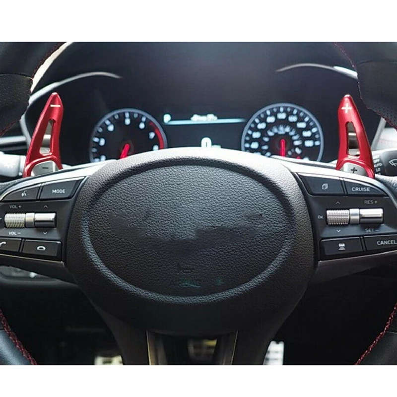 Car Red Steering Wheel Paddle Shifter Extension for Hyundai Genesis G70 4DR 18-20