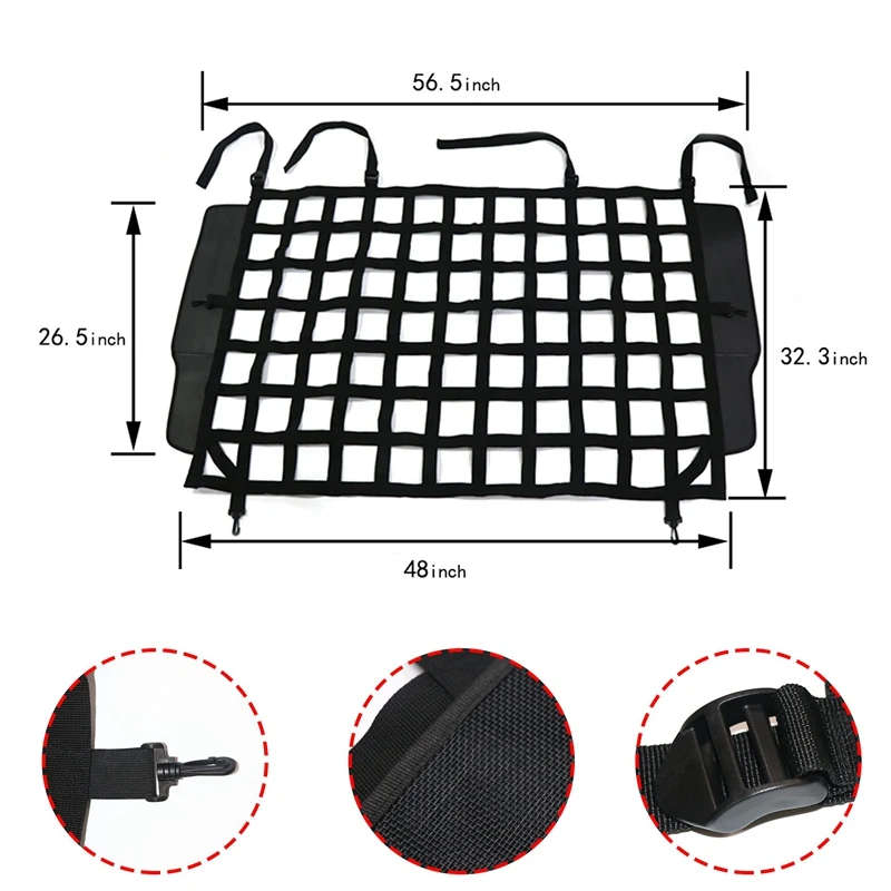 Car Cartaoo Vehicle Pet Barrier Rear Seat Isolation Mesh Cargo Net for Jeep Wrangler JK JL