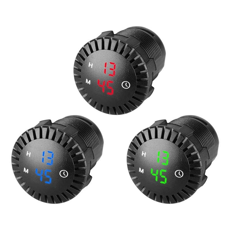 Car Time Display RVs Yachts Truck Ship 12-24V Modification Accessories Red Green Blue Light