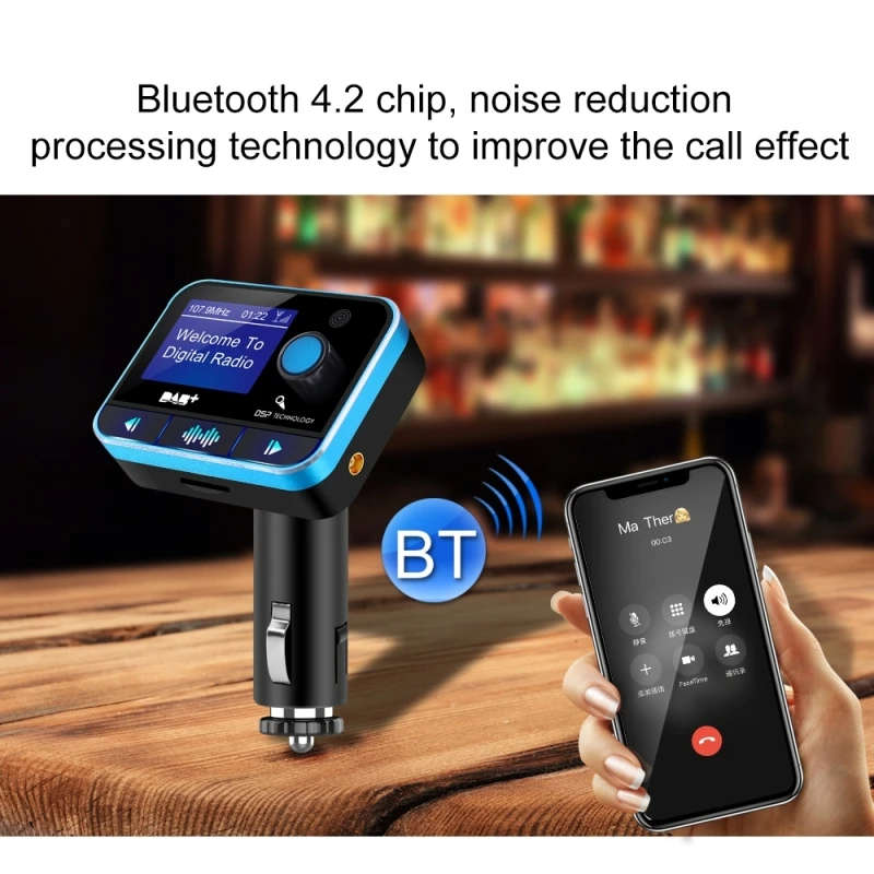 DAB008 Car FM Transmitter DAB Digital Radio Bluetooth MP3 Player FM Transmitter