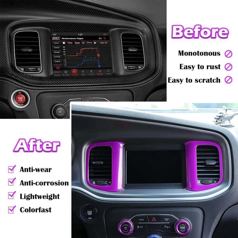 Air Outlet Trim Cover Air Conditioner Center Control AC Panel Vent Trim for 2015-2021 Dodge