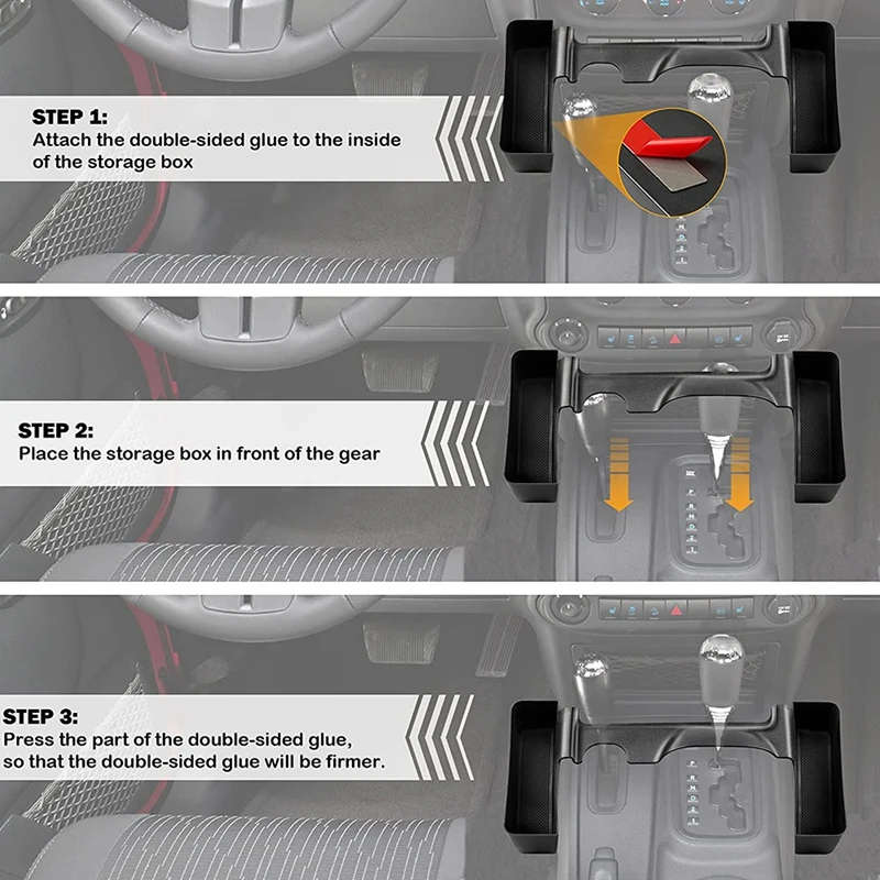Gear Tray for 2011-2017 Jeep Wrangler JK Gear Shift Storage Box with Double Sides Adhesive Tape