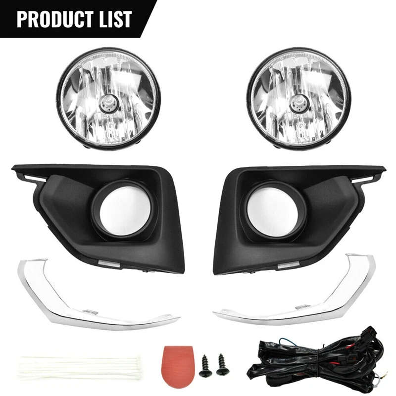 Car Front Bumper Fog Light Driving Lamp + Wires Harness Kit L&R for Chevy Traverse 2018-20