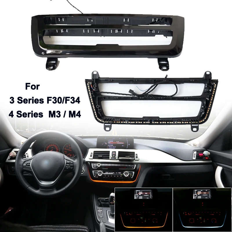 Double Color AC/Radio Trim, Dual LED Luminescent Bezel For-BMW M3 M4 Series F30 F35 3GT
