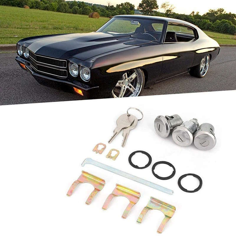 Door Trunk Key, Premium Cutlass Lock Set Door Trunk Key Kit 654394765282 for Chevelle