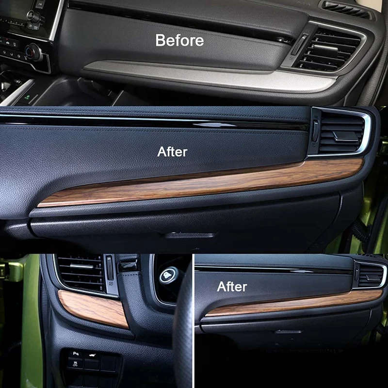 For Honda CRV CR-V 2017-21 Peach Wood Dashboard Panel Dial Trim Cover Center Console Decal Strips