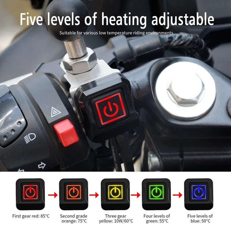 Motorcycle Handlebar Electric Hot Heated Grips Warmer Kit Thermostat Snow ATV Heating Handlebar