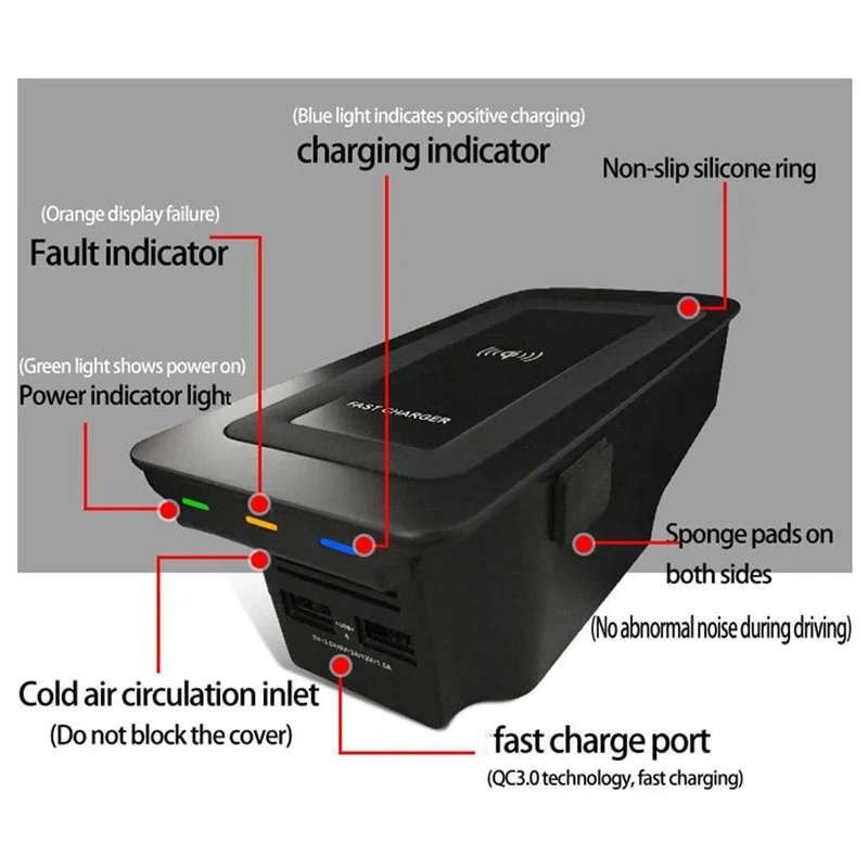 Car Wireless Charger for Volvo S60 V60 XC60 S90 V90 XC90 QI 2018 2019 2020